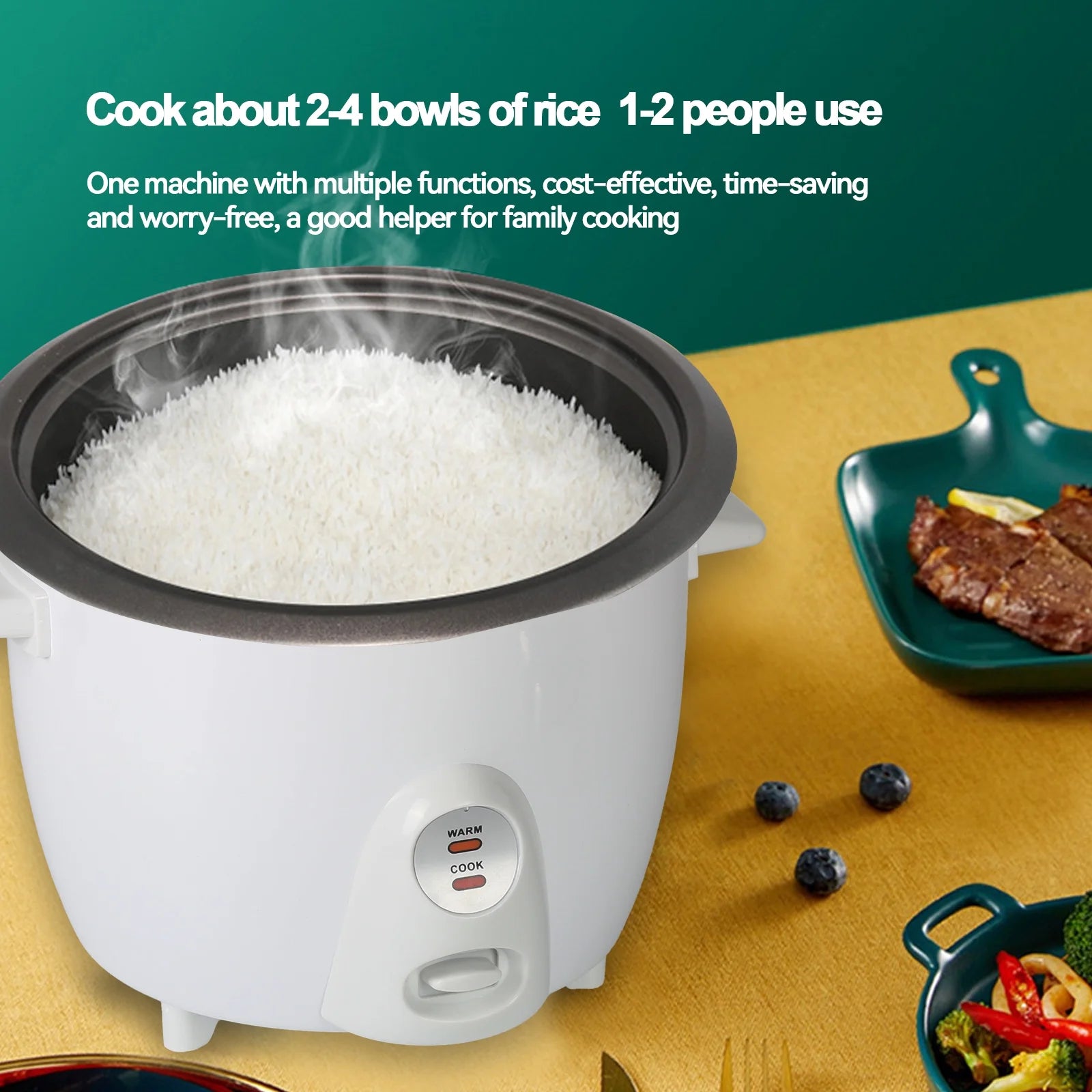 Portable Rice Cooker for Travel, 2L Electric Multifunctional Cooking Machine H406