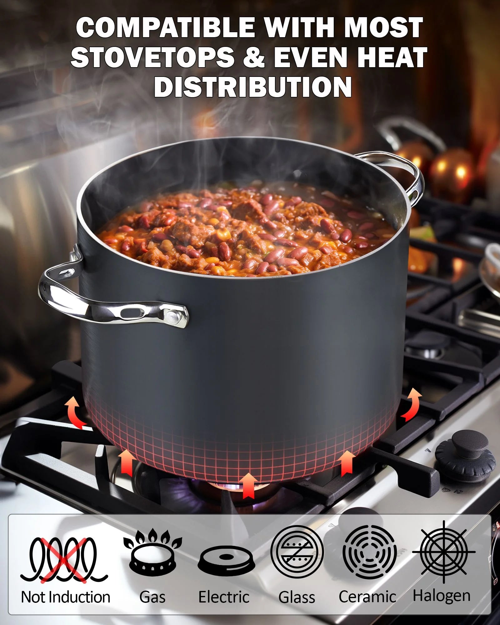 Nonstick Hard Anodized Cookware Set, 8-Piece Pots and Pans with Lids Q1342