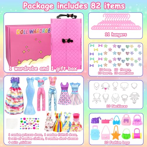 Doll Clothes and Accessories Set with Closet for 11.5 Inch Doll U34465