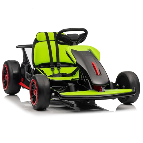 Kids Go Kart, 24V Electric Drift Car with Dual 200W Motors, 2-Speed, White B188186