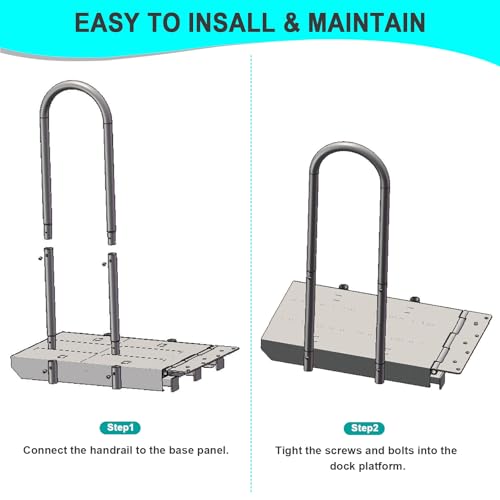 Boat Boarding Platform with Handrail and Folding Dock Step A57156