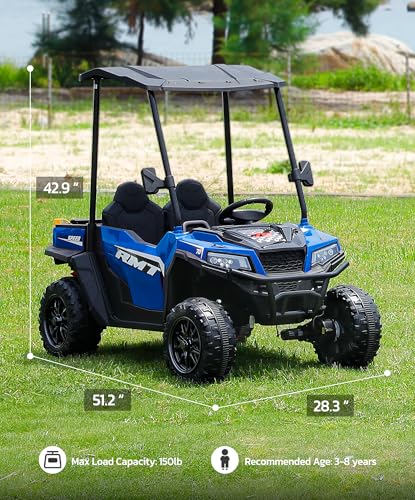 24V Ride on Car 2 Seater with Sun Shade, Dump Bed & Shovel, 4WD Electric Truck for Kids F44284