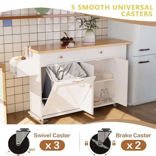 Movable Kitchen Island with Drop Leaf and Power Outlet J472