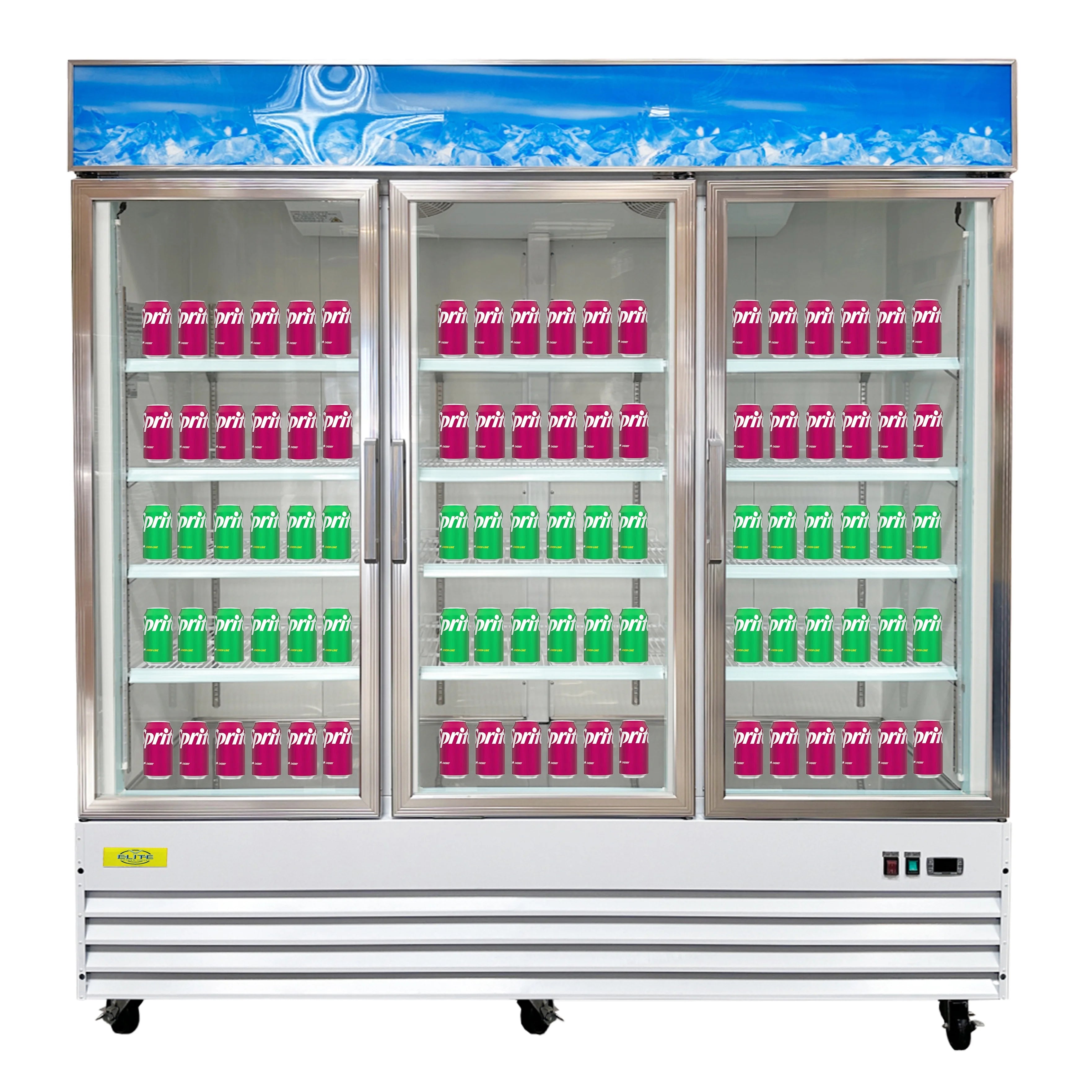 78 in. Three Glass Door Merchandiser Cooler Commercial Refrigerator, 53 Cu. ft.