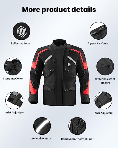 Motorcycle Jacket Adventure Riding Armored Airflow Waterproof I32416