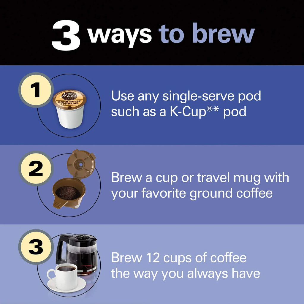 2-Way Coffee Maker, Single Serve & 12-Cup Pot, Black H9881