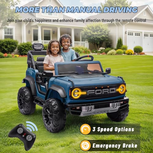 2 Seater Ride On Car for Kids, 24v Electric Truck with Remote Control, Blue O82727