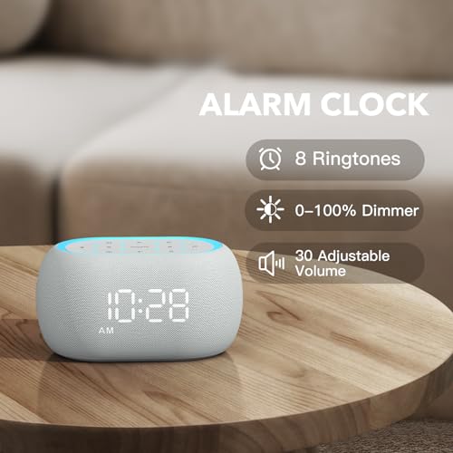 White Noise Sound Machine Alarm Clock with Bluetooth Speaker Q9962