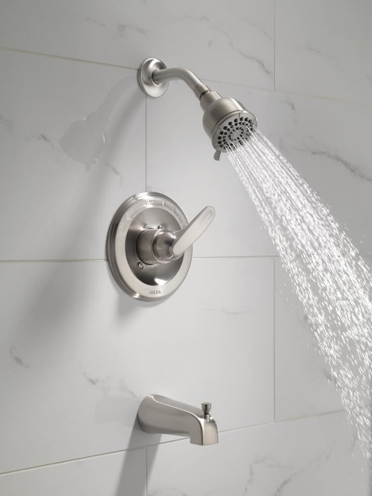 Brushed Nickel Shower Faucet Set with 2-Spray Shower Head and Tub Trim Kit A7423