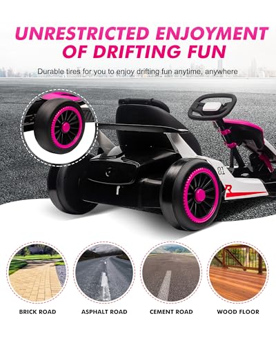 24V Electric Drift Go Kart for Kids 6-12, 2 Speed, Max Load 110lbs G207