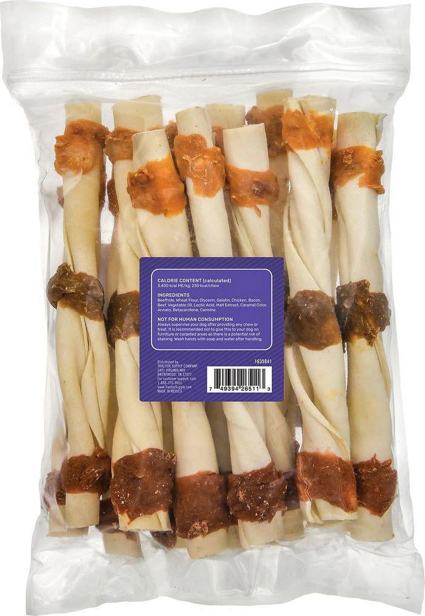 Rawhide Dog Chew Treats, Pork Chicken and Beef Flavor, 14 ct V3642