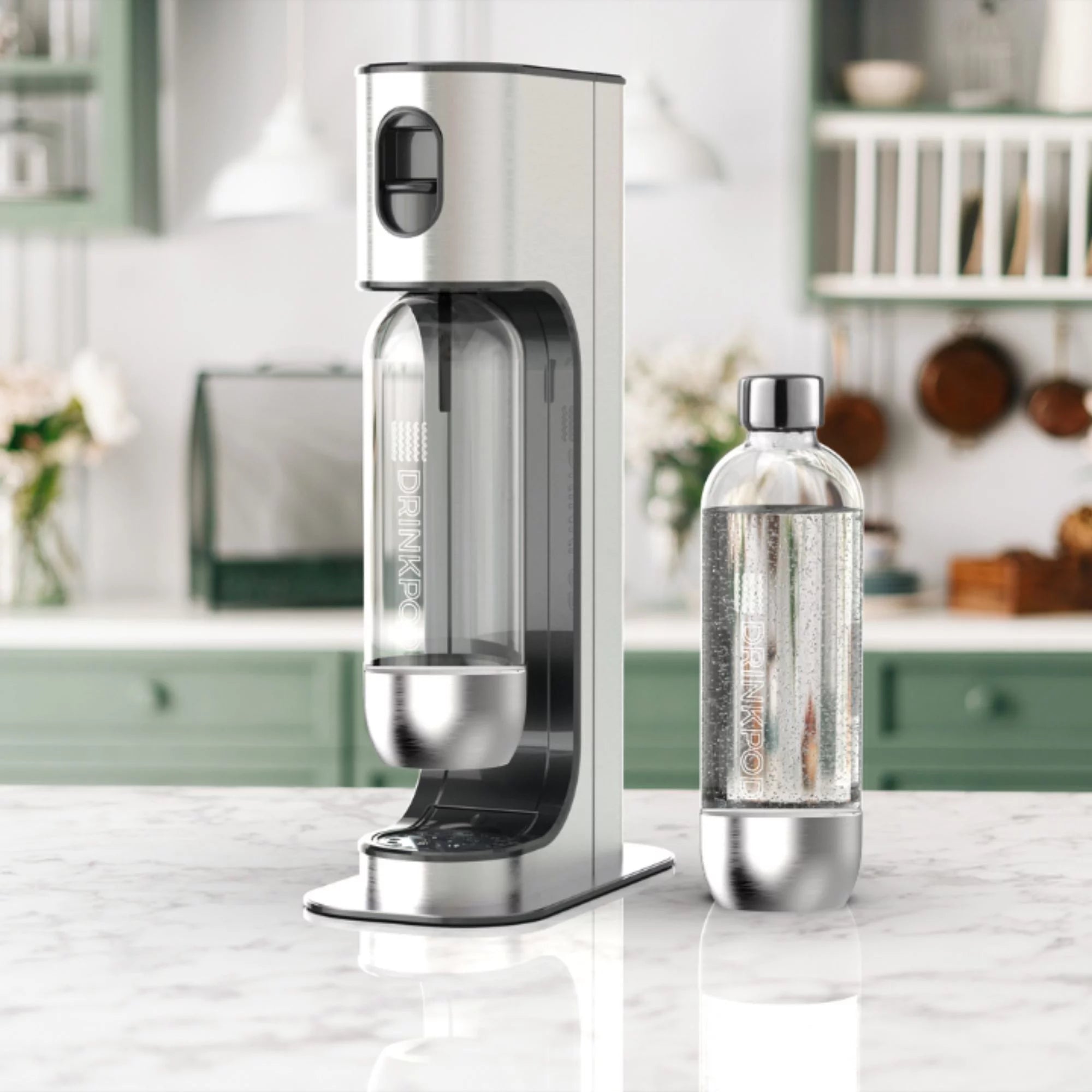 Stainless Steel Sparkling Water Machine with CO2 Cylinder and 3 Bottles K4743