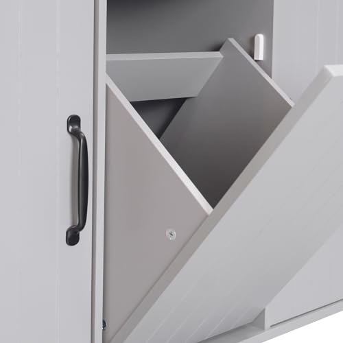 Farmhouse Kitchen Island with Drop Leaf, Barn Door and Wheels O34026