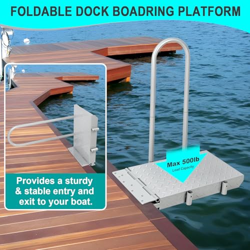 Boat Boarding Platform with Handrail and Folding Dock Step A57156