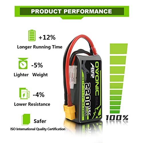 3S Lipo Battery 2200mAh 11.1V with XT60 Connector for RC Drone (2pcs) I3770