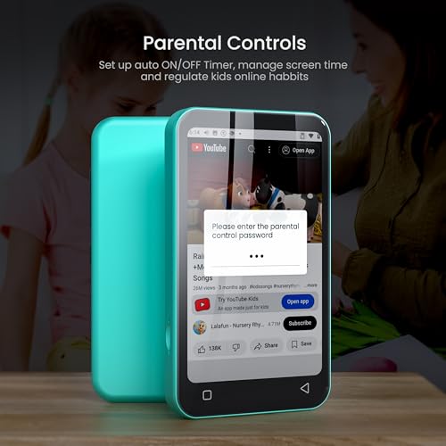 80GB Kids MP3 Player with Bluetooth, Parental Controls, WiFi, 4" Screen (Pink) C6683