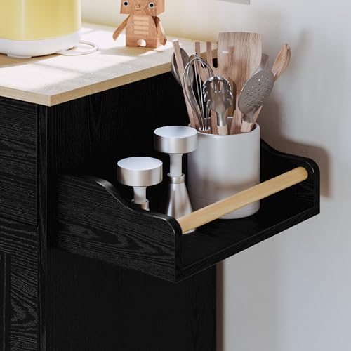 Kitchen Island with Storage, Rolling Cart with Drop Leaf and Charging Station H744