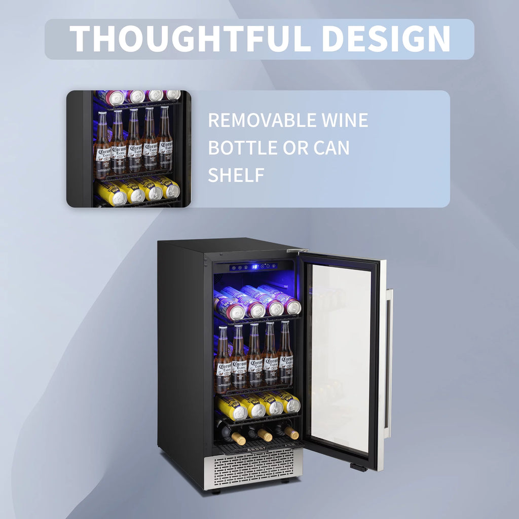 15 inch Beverage Refrigerator with Clear Glass Door and Digital Temperature Control K261627