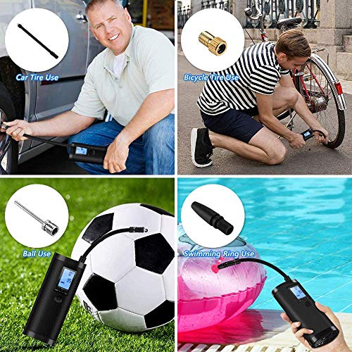 Portable Electric Bicycle Pump, 120PSI, Type-C Rechargeable, Presta & Schrader Valves A866982
