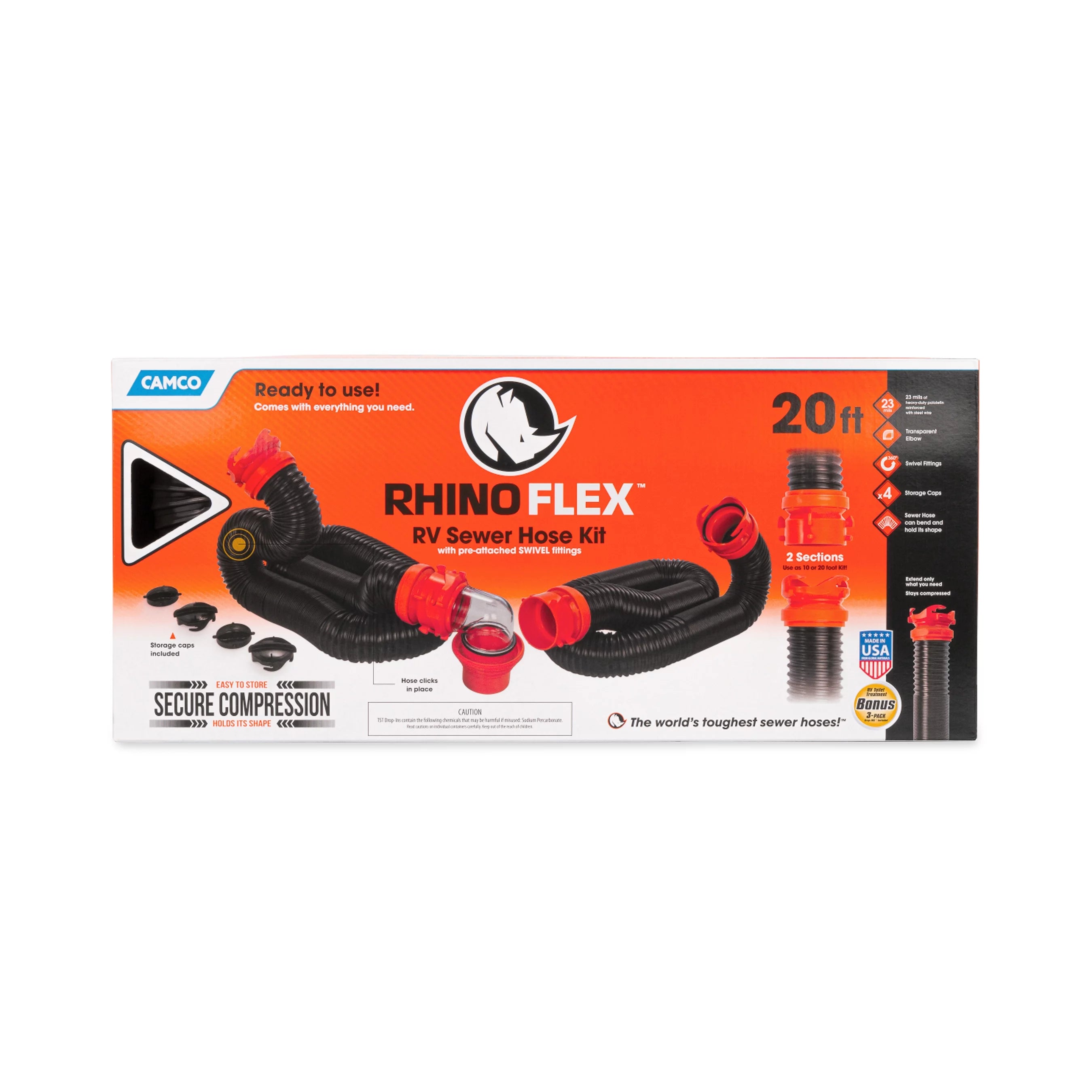 RV Sewer Hose Kit 20-Foot Polyolefin U68965