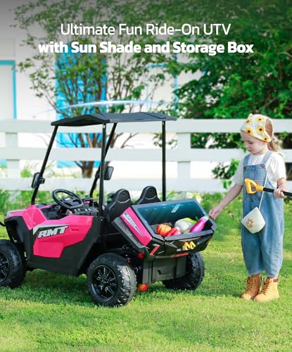 24V Ride on Car 2 Seater with Sun Shade, Dump Bed & Shovel, 4WD Electric Truck for Kids F44284