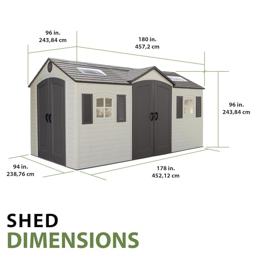 Outdoor Storage Shed, 15 x 8 ft, Dual Entry C46137