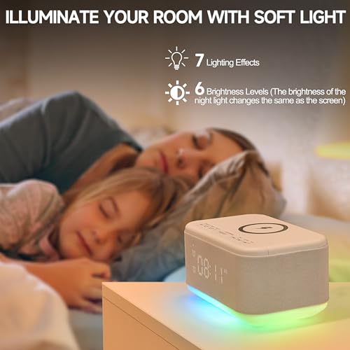 Wireless Charger Alarm Clock Speaker with Dimmable Light D64277