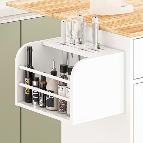 Movable Kitchen Island with Drop Leaf and Power Outlet J472