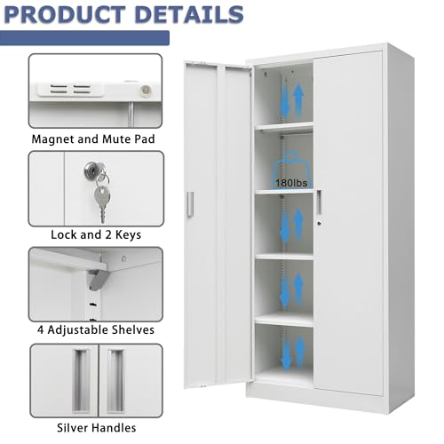 Metal Storage Cabinet with Adjustable Shelves, White W537131