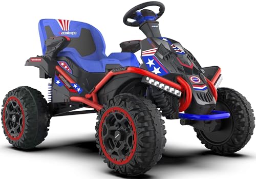24V Ride on Toy for Big Kids with 4 Motors, Bluetooth Speaker, Adjustable Seat J34962
