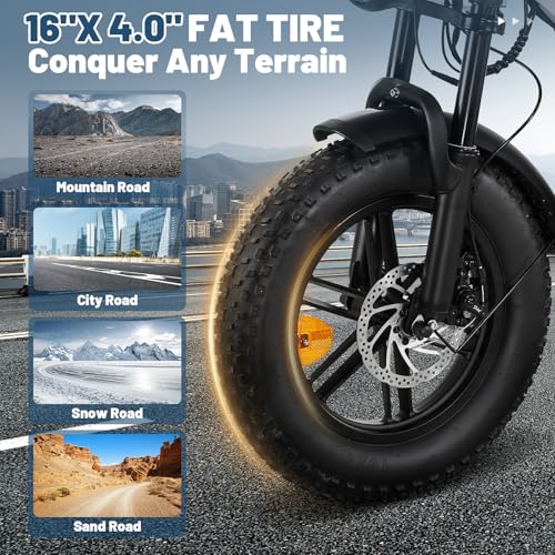Electric Bike for Adults, 16" Fat Tire, 500W Motor, 20MPH K29448