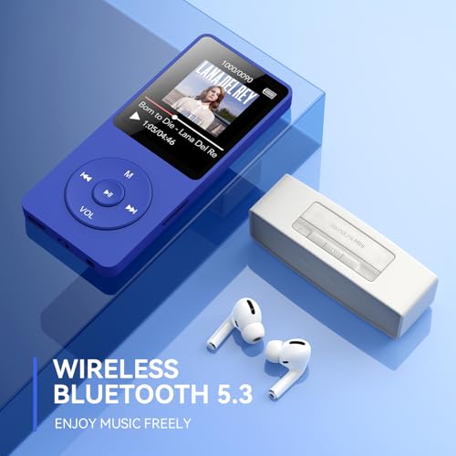 MP3 Player with Bluetooth 5.3, 1.8 Inch Screen, FM Radio, Voice Recorder I138