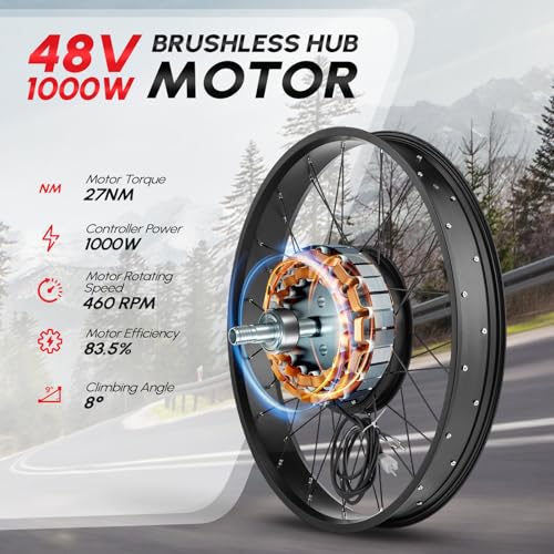 Electric Bike Conversion Kit 48V 1000W 26 Inch Fat Front Wheel Hub Motor J755