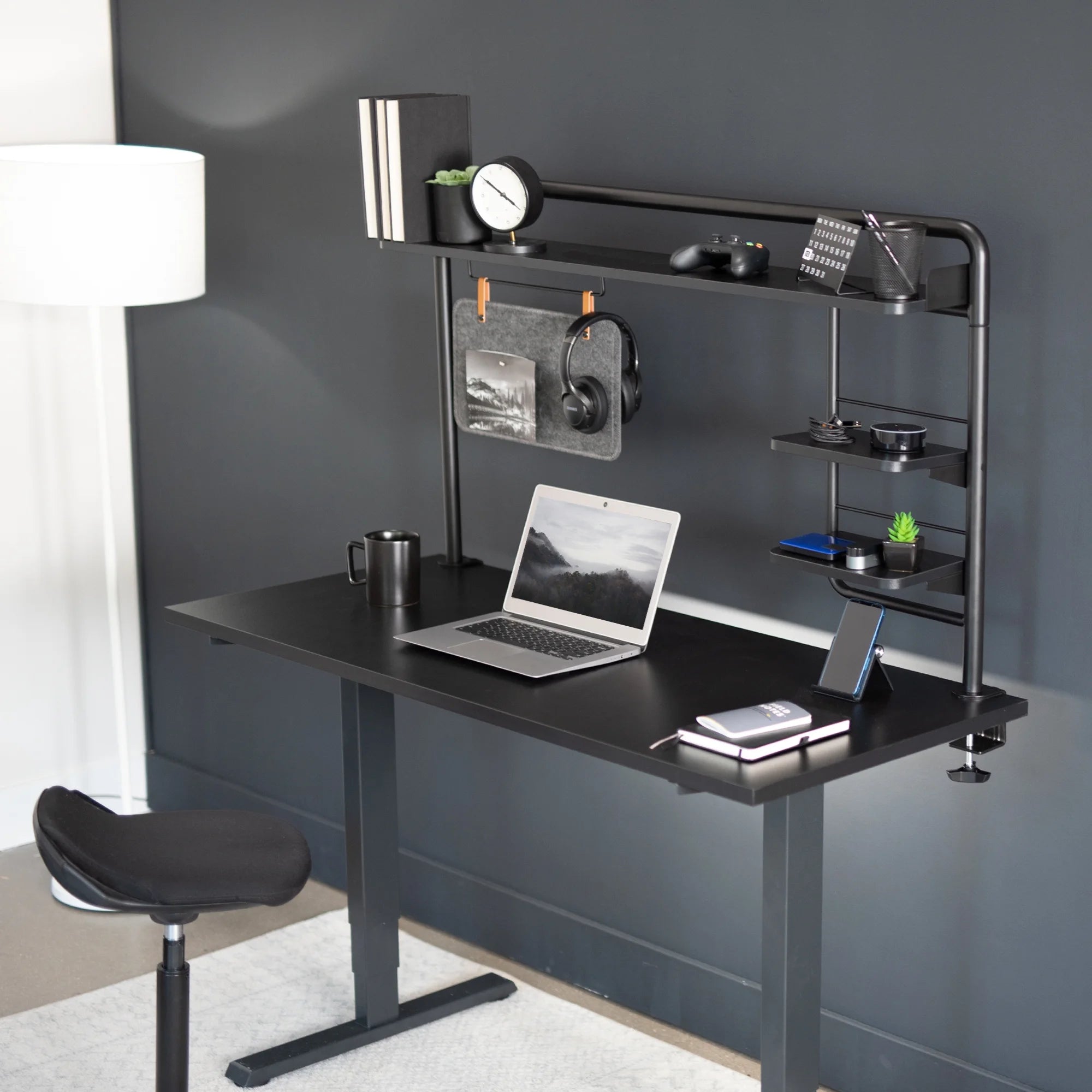 Clamp-on Desktop Shelving System with Magnetic Memo Board L15272