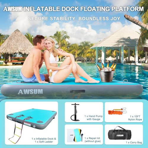 Inflatable Floating Dock Platform for Pool Beach Ocean Y75577