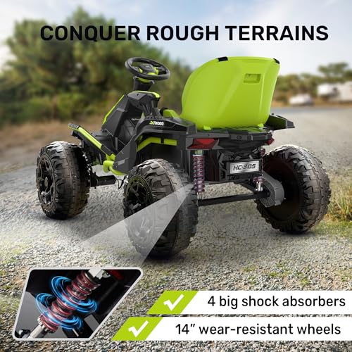 24V 4x4 Ride On Toy for Big Kids, 4x200W Motors, 5MPH, Parent Remote, Wide Adjustable Seat, Green L494349