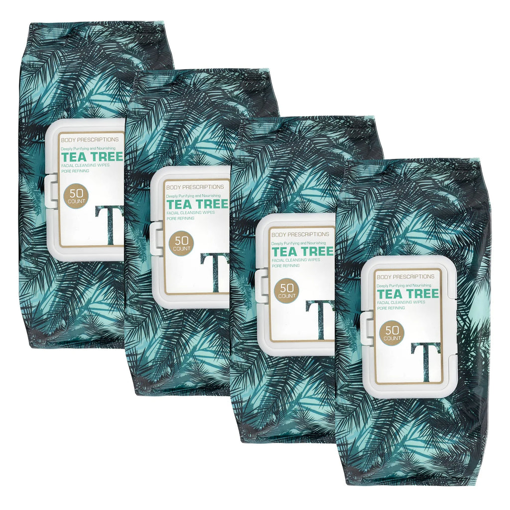 Eye Makeup Remover Wipes, Face Wipes with Tea Tree, 4 Pack (200 Count)