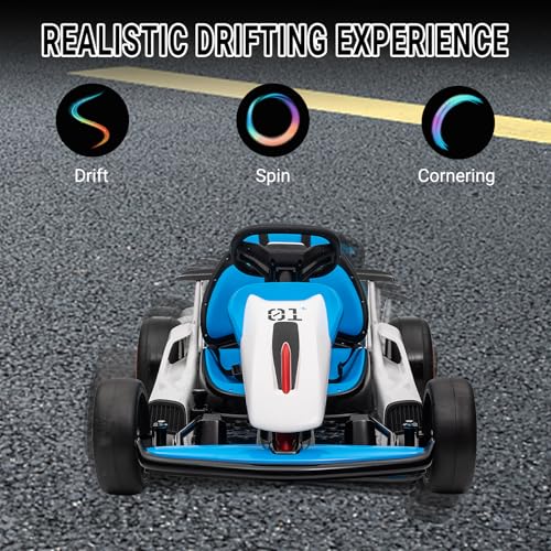 Kids Go Kart, 24V Electric Drift Car with Dual 200W Motors, 2-Speed, White B188186