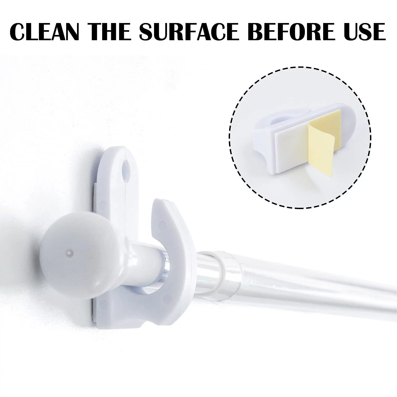 Door Curtain Rods No Drill Telescoping Adjustable White 26-48 Inches M257476