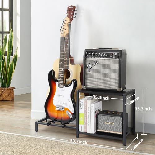 Guitar Rack, 3-Piece Floor Stand with Amp Support, Adjustable Holder for Multiple Instruments X487178