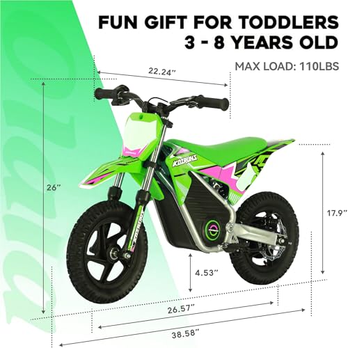 Electric Dirt Bike for Kids Aged 4-8, 350W Brushless Motor, 14'' Off-Road Tires, Blue J66927