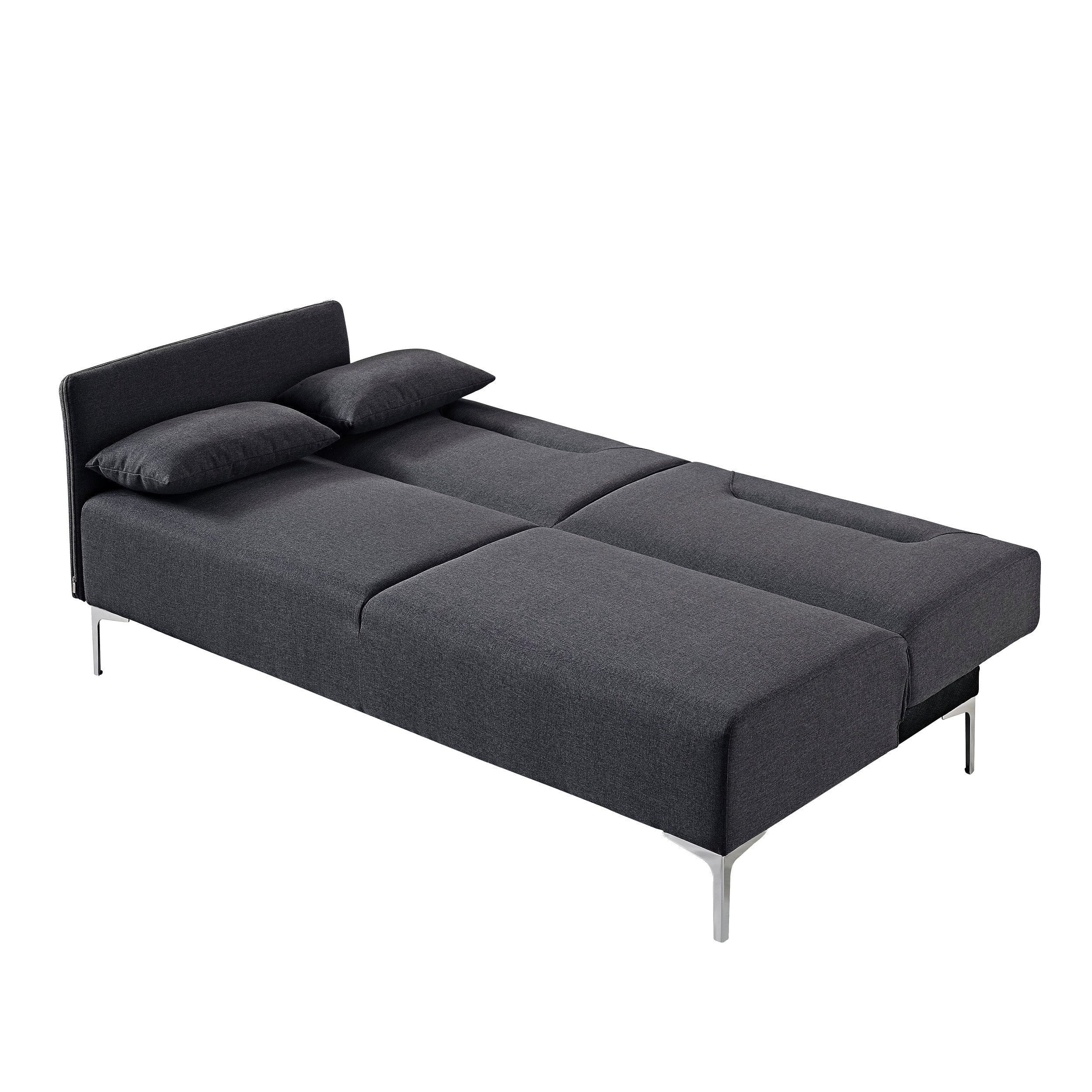 Contemporary Fabric Upholstered Right Facing 2-Piece Sleeper Sectional Sofa, Black H59358
