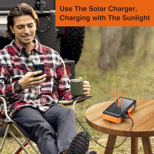 Solar Power Bank 20000mAh with Hand Crank, 4 Cables, and LED Flashlight R70939