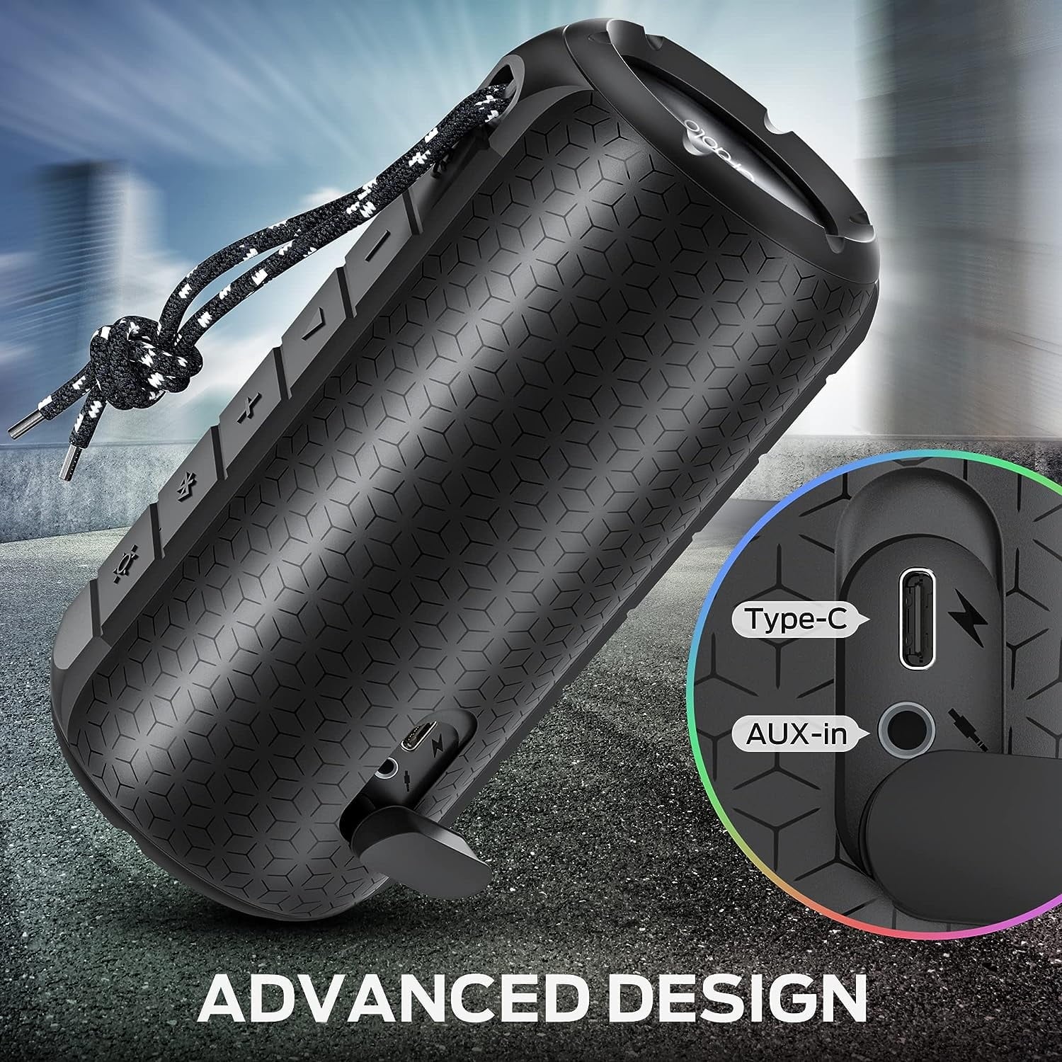 Portable Bluetooth Speaker with 24W Stereo Sound and RGB Lights V4511