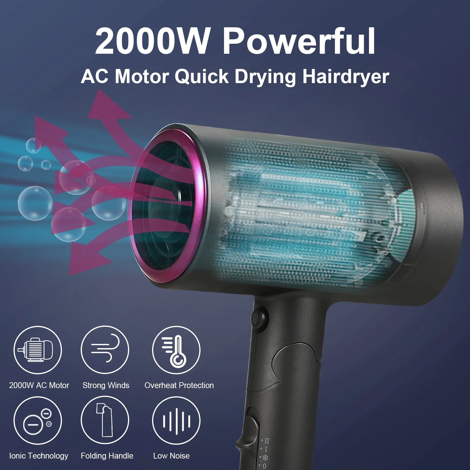Ionic Hair Dryer 1800W with Hot and Cool Wind J16511