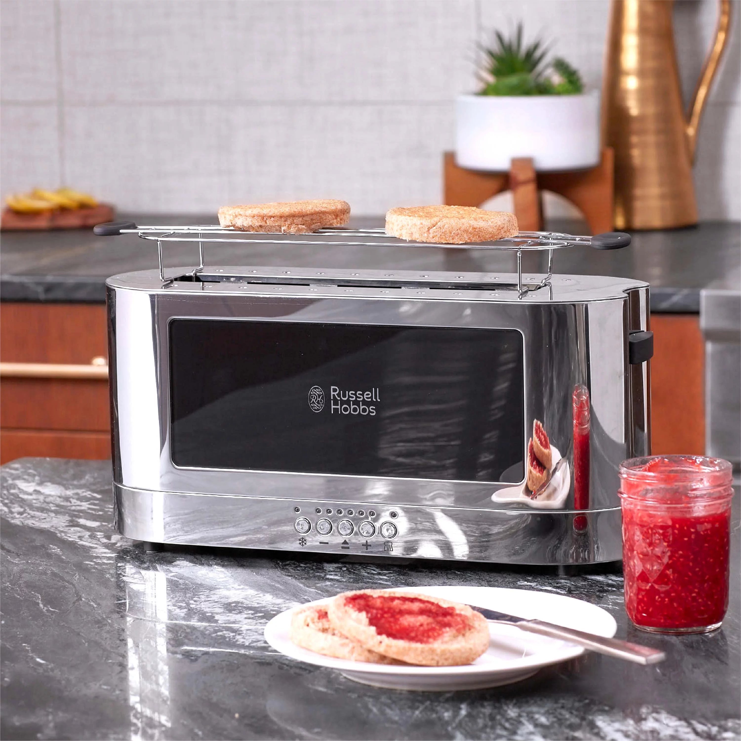 2-Slice Glass Accent Toaster, Black & Silver H6234