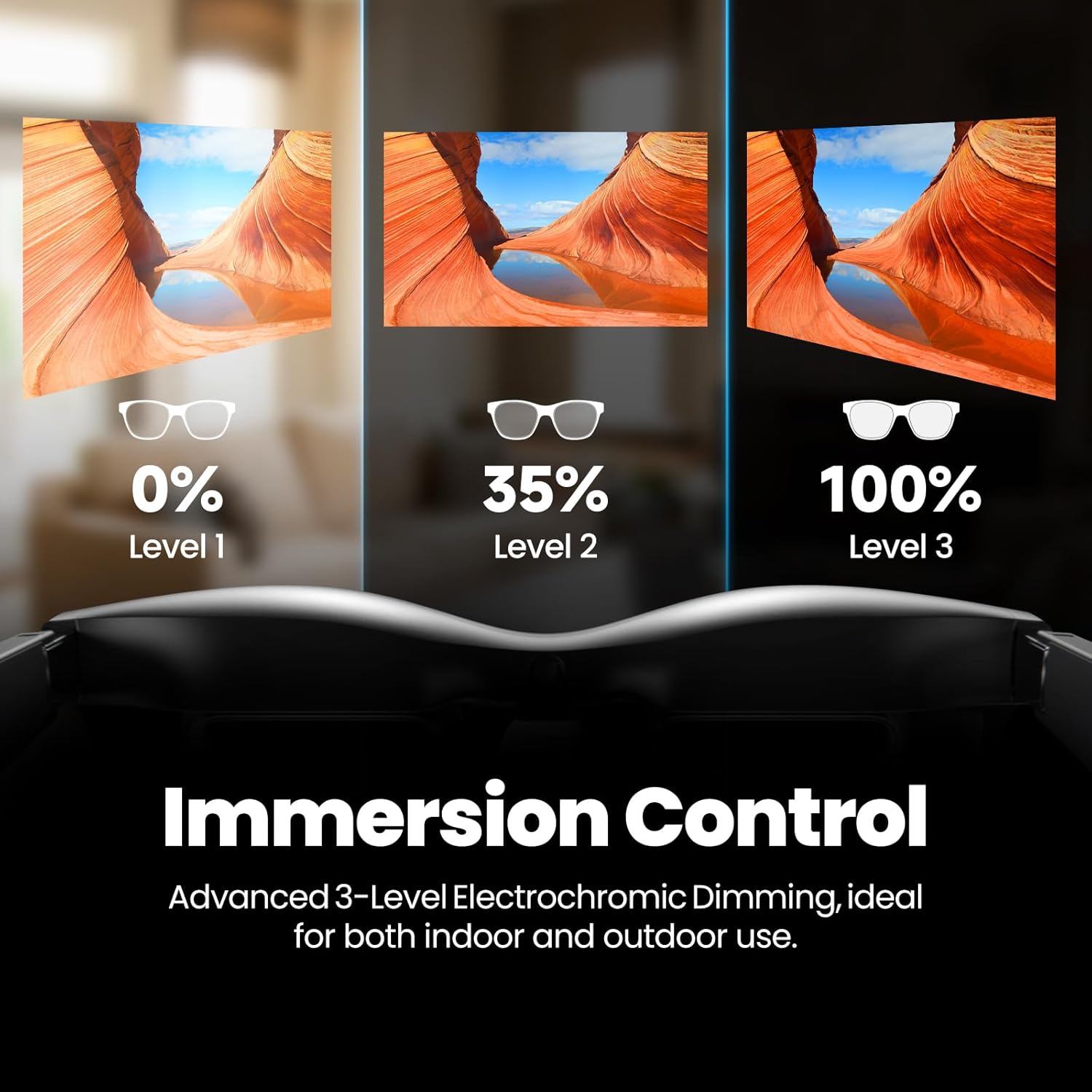 AR Glasses with Adapter Bundle, 3-Level Electrochromic Dimming, 120Hz W637851