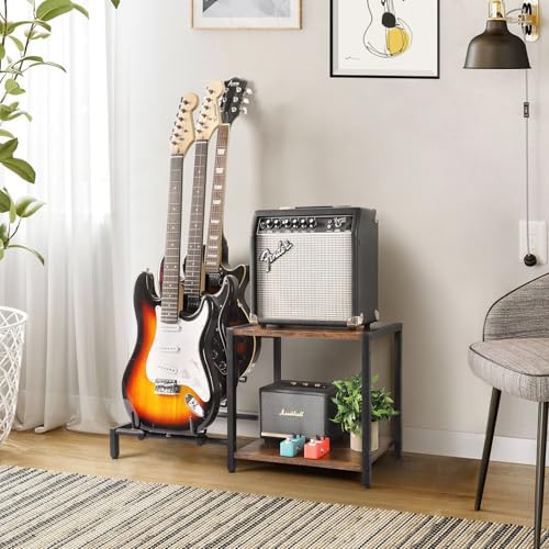 Guitar Rack, 3-Piece Floor Stand with Amp Support, Adjustable Holder for Multiple Instruments X487178
