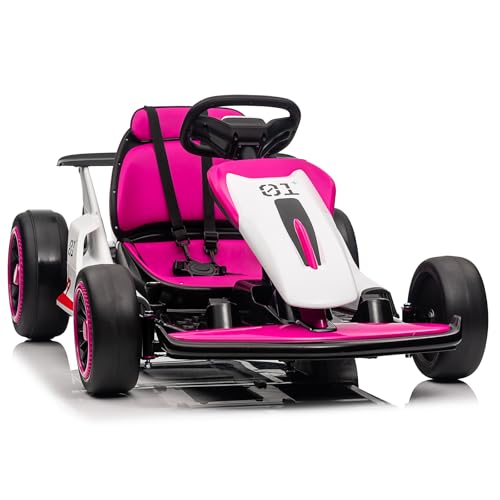 Kids Go Kart, 24V Electric Drift Car with Dual 200W Motors, 2-Speed, White B188186