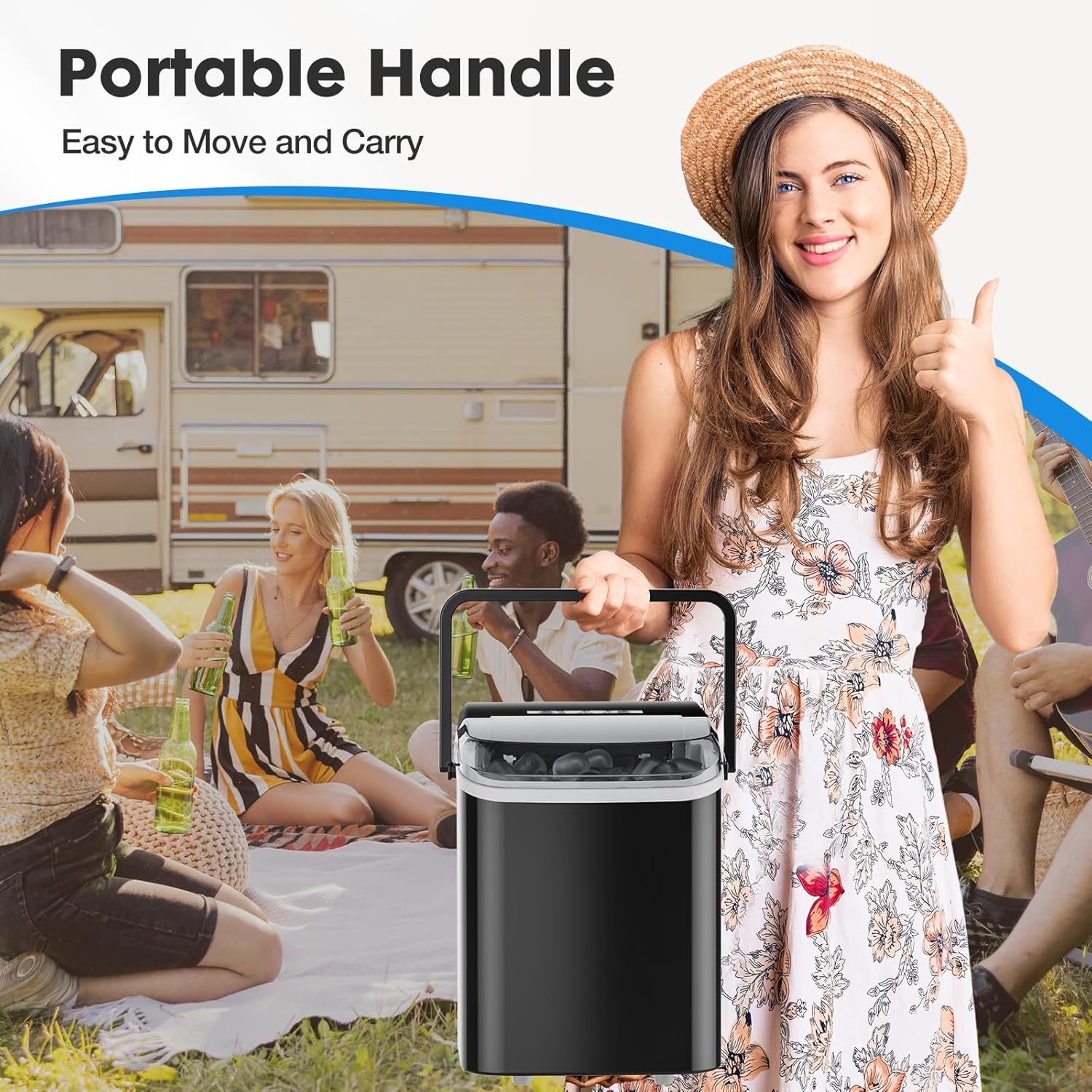 Ice Maker Countertop, Portable Mini Ice Machine, Self-Cleaning, 2 Ice Sizes R31547